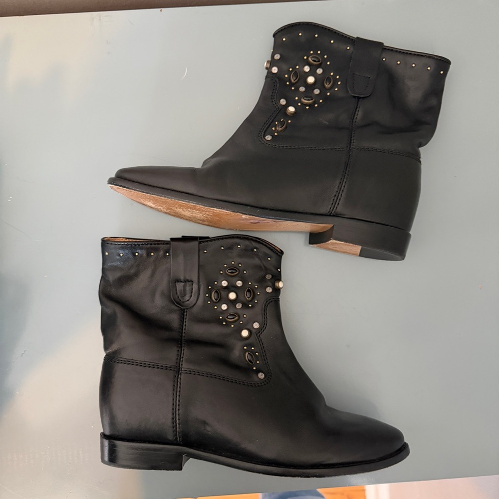 Isabel Marant Cluster Anke Boots 39 Black Leather Studded - Picture 4 of 9